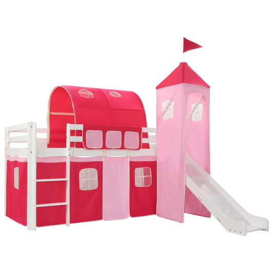 Children's Loft Bed Frame with Slide Ladder Pinewood 208x230 cm - Cots & Toddler Beds