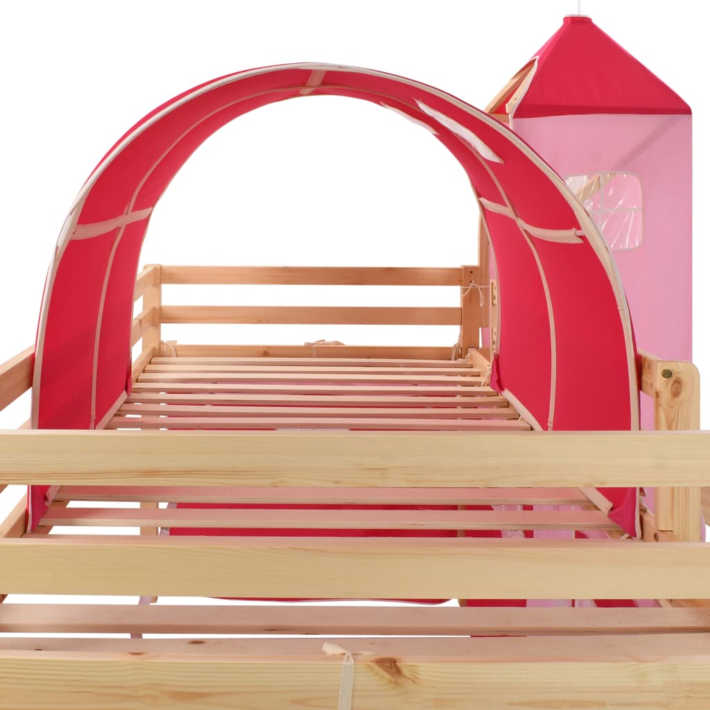 Children's Loft Bed Frame with Slide & Ladder Pinewood 208x230cm - Cots & Toddler Beds