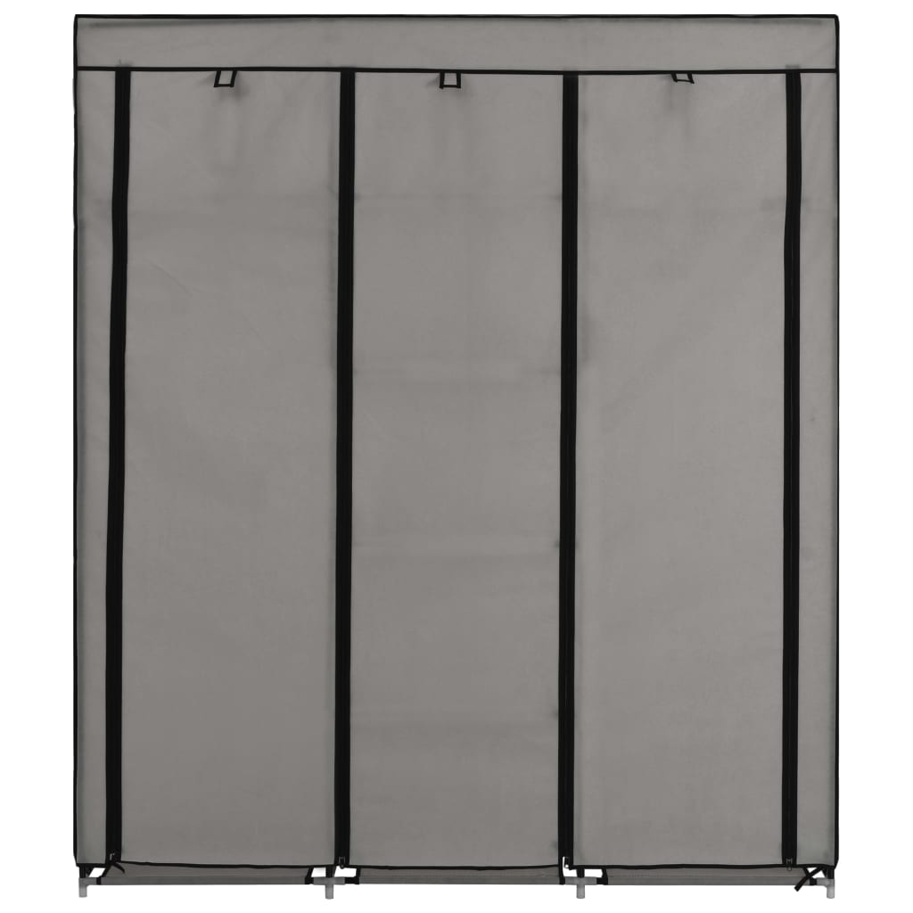 Wardrobe with Compartments and Rods Grey 150x45x175 cm Fabric - Cupboards & Wardrobes