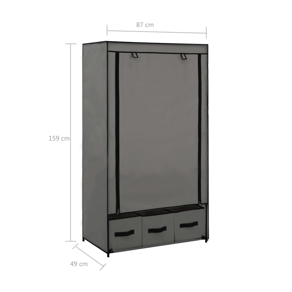 Wardrobe Grey 87x49x159 cm Fabric - Cupboards & Wardrobes