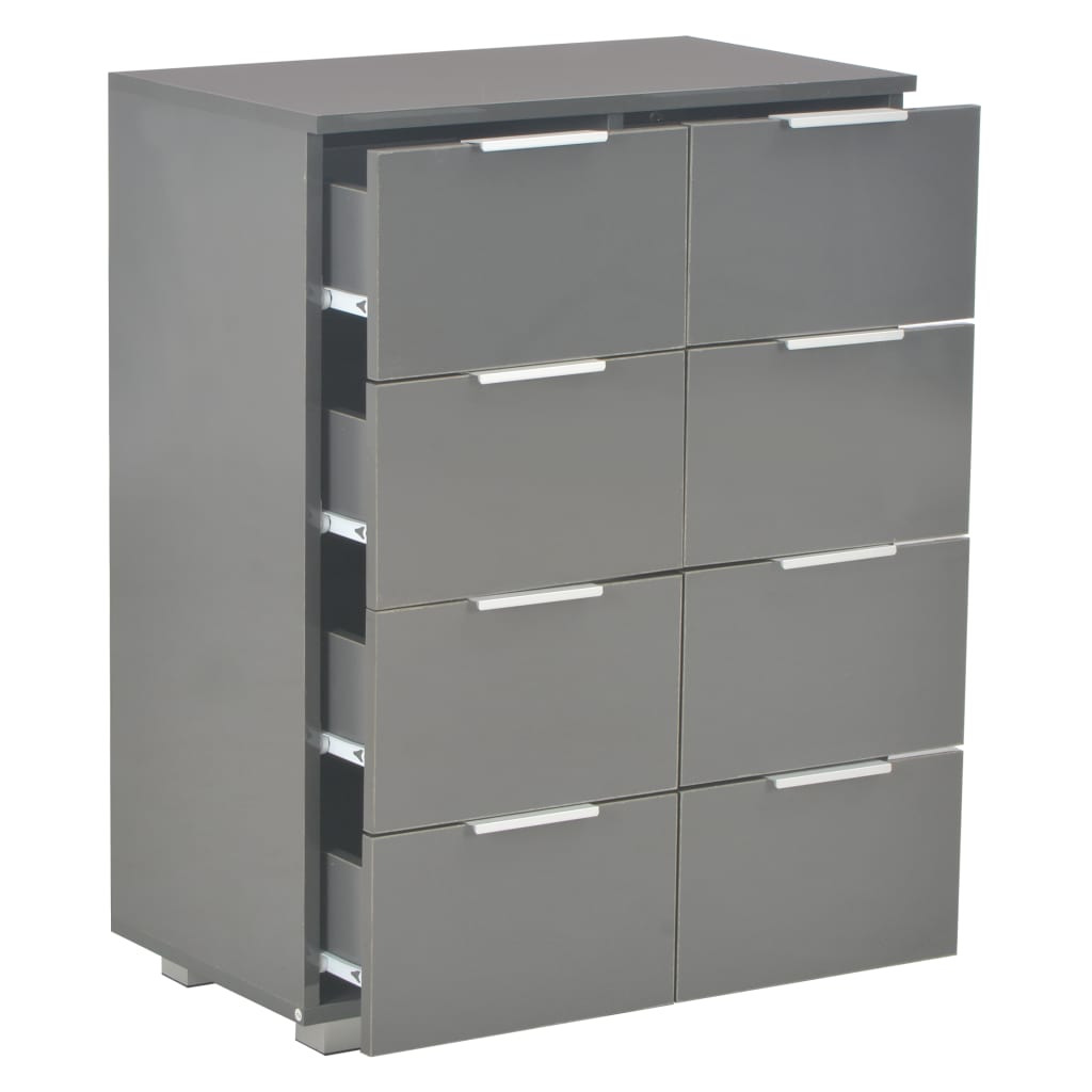 Sideboard High Gloss Grey 60x35x80 cm Engineered Wood - Chest of drawers