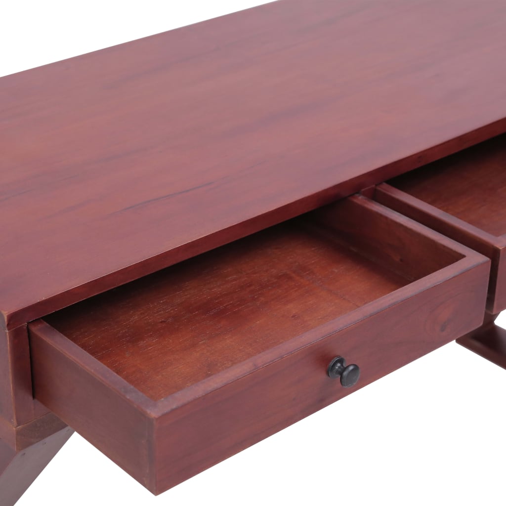 Computer Desk Brown 132x47x77 cm Solid Mahogany Wood - Desks
