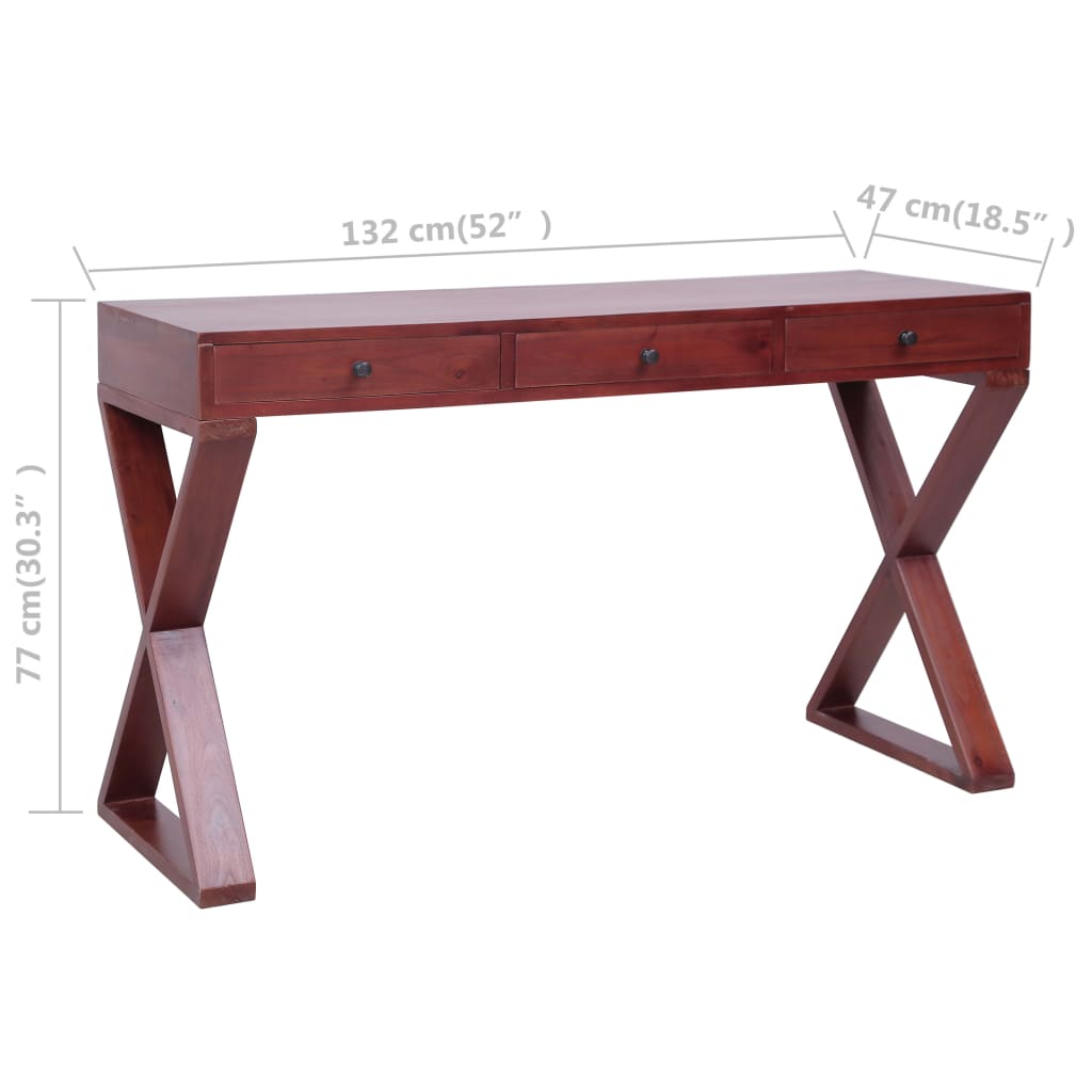 Computer Desk Brown 132x47x77 cm Solid Mahogany Wood - Desks