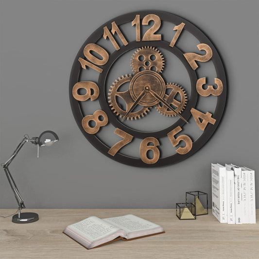 Wall Clock Metal 58 cm Golden and Black - Wall Clocks