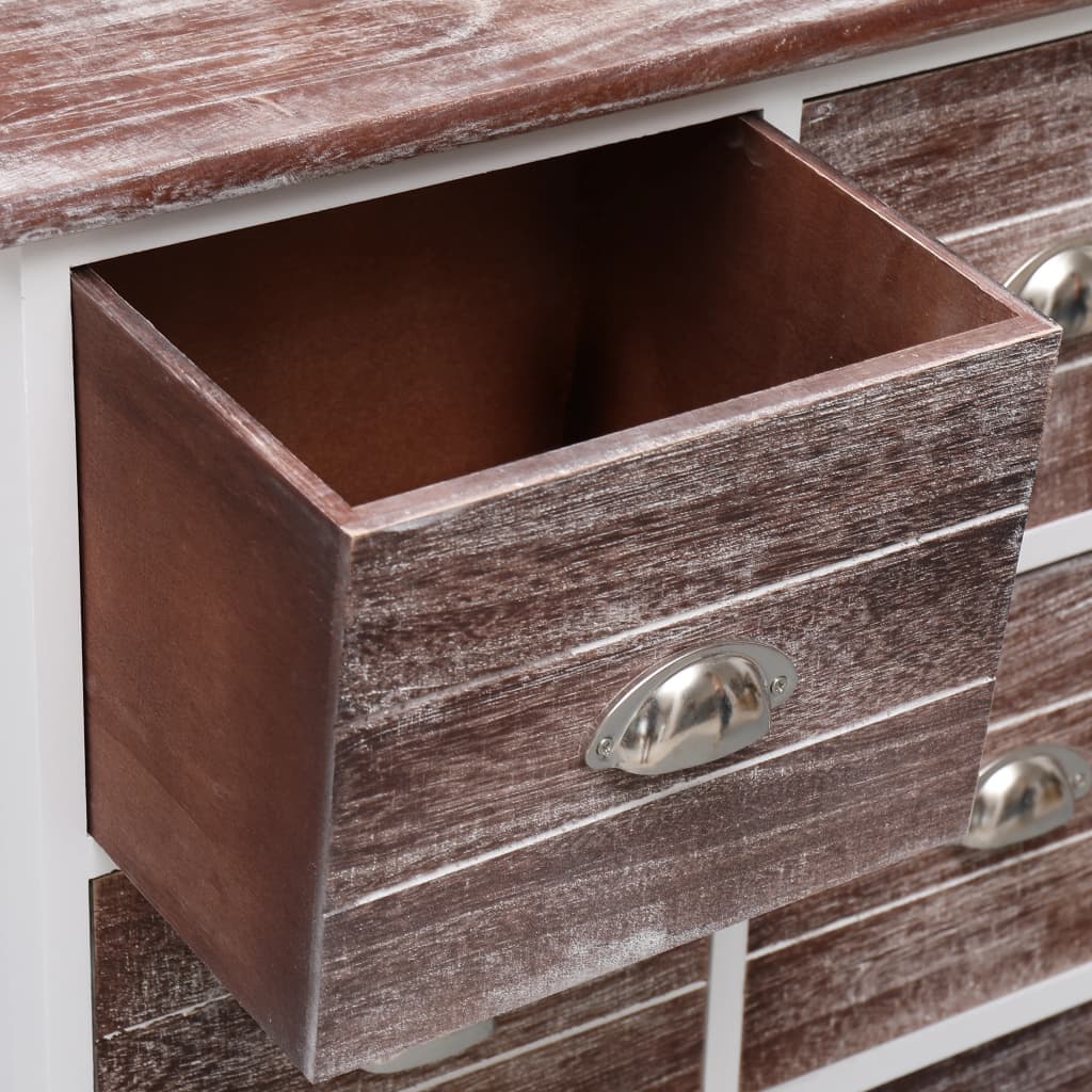 Side Cabinet with 6 Drawers Brown 60x30x75 cm Paulownia Wood - Chest of drawers