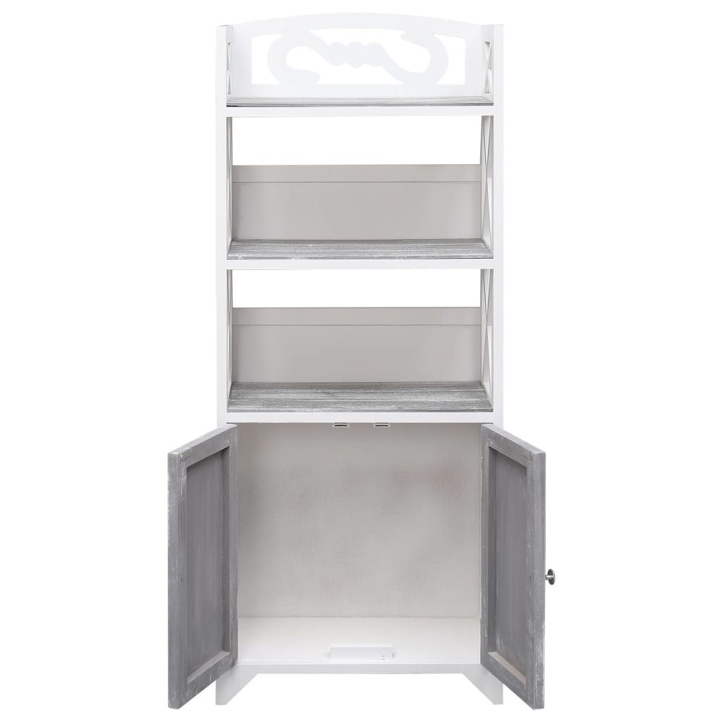 Bathroom Cabinet White and Grey 46x24x116 cm Paulownia Wood - Storage Cabinets & Lockers