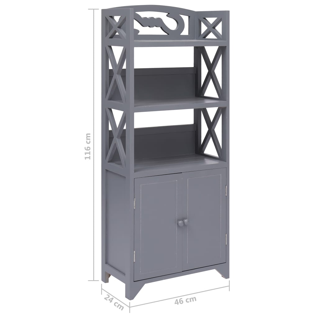 Bathroom Cabinet Grey 46x24x116 cm Paulownia Wood - Storage Cabinets & Lockers