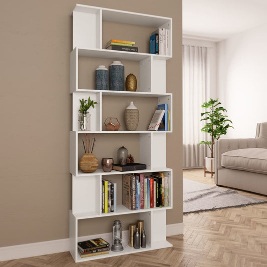 Book Cabinet/Room Divider White 80x24x192 cm Engineered Wood - Bookcases & Standing Shelves