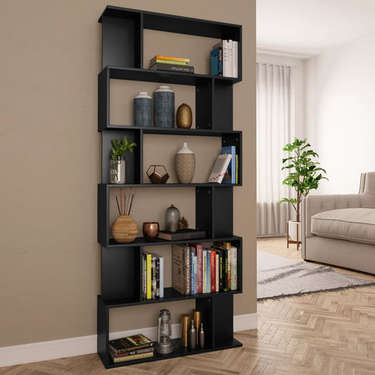Book Cabinet/Room Divider Black 80x24x192 cm Engineered Wood - Bookcases & Standing Shelves