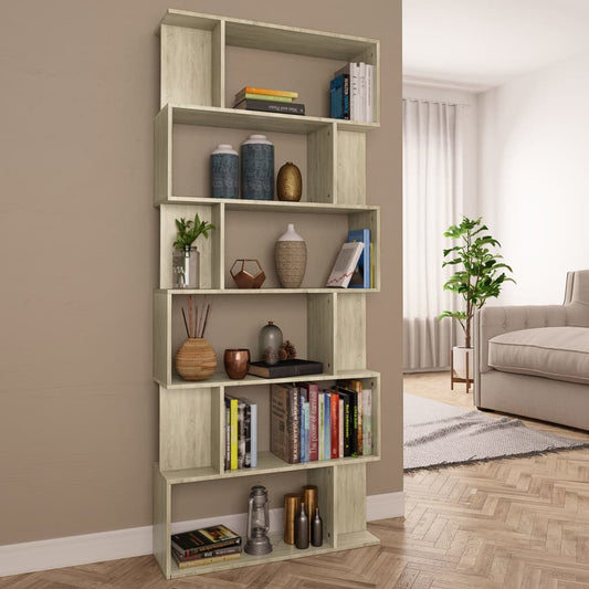 Book Cabinet/Room Divider Sonoma Oak 80x24x192 cm Engineered Wood - Bookcases & Standing Shelves