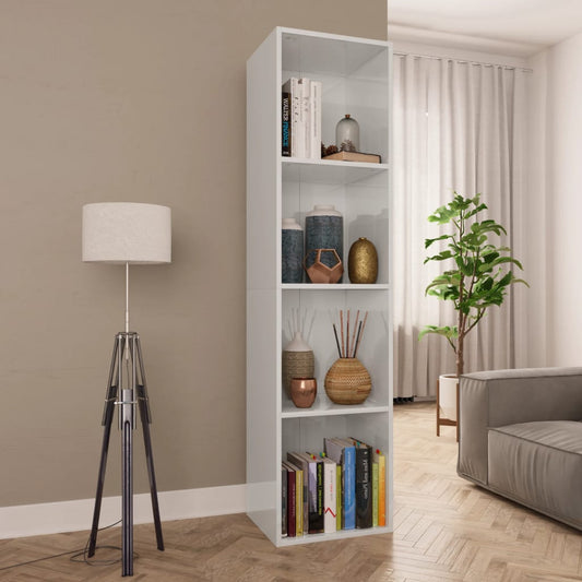 Book Cabinet/TV Cabinet High Gloss White 36x30x143 cm Engineered Wood - Bookcases & Standing Shelves