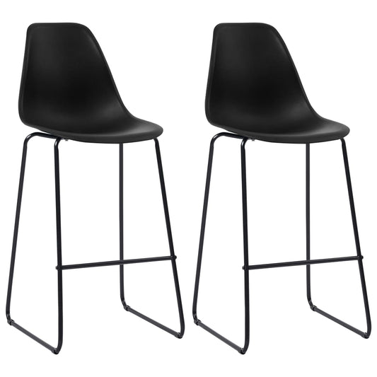 Bar Chairs 2 pcs Black Plastic - Table & Bar Stools