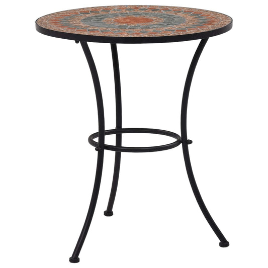 Mosaic Bistro Table Orange/Grey 60cm Ceramic - Outdoor Tables