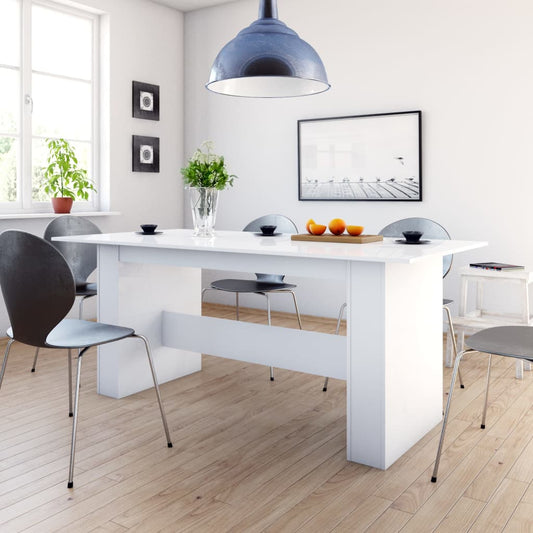 Dining Table High Gloss White 180x90x76 cm Engineered Wood - Kitchen & Dining Room Tables