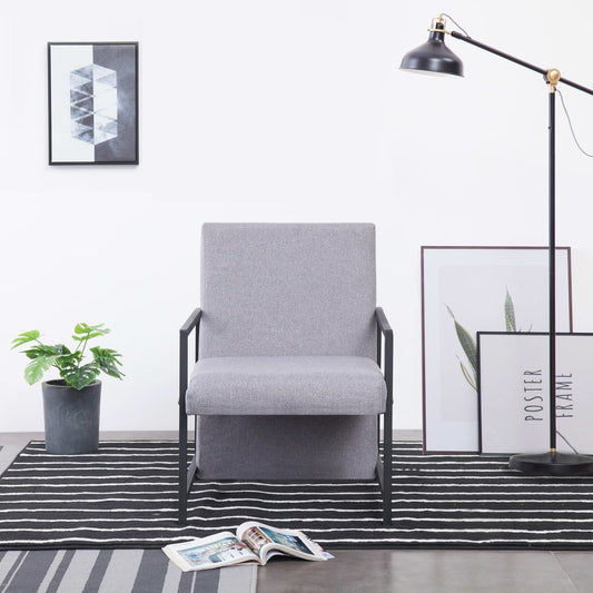 Armchair with Chrome Feet Light Grey Fabric - Arm Chairs, Recliners & Sleeper Chairs
