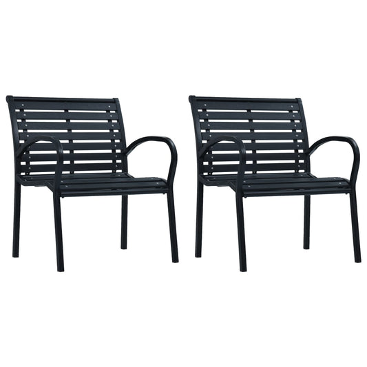 Garden Chairs 2 pcs Black Steel and WPC - Outdoor Chairs