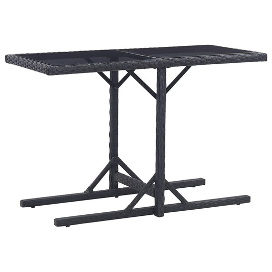 Garden Table Black 110x53x72 cm Glass and Poly Rattan - Outdoor Tables