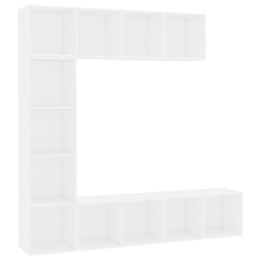 3 Piece Book/TV Cabinet Set White 180x30x180 cm - Bookcases & Standing Shelves