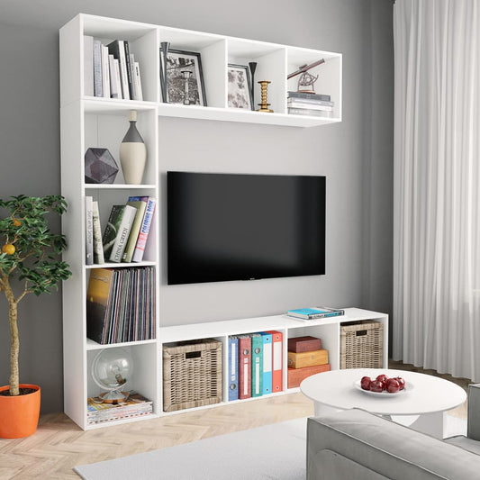 3 Piece Book/TV Cabinet Set White 180x30x180 cm - Bookcases & Standing Shelves