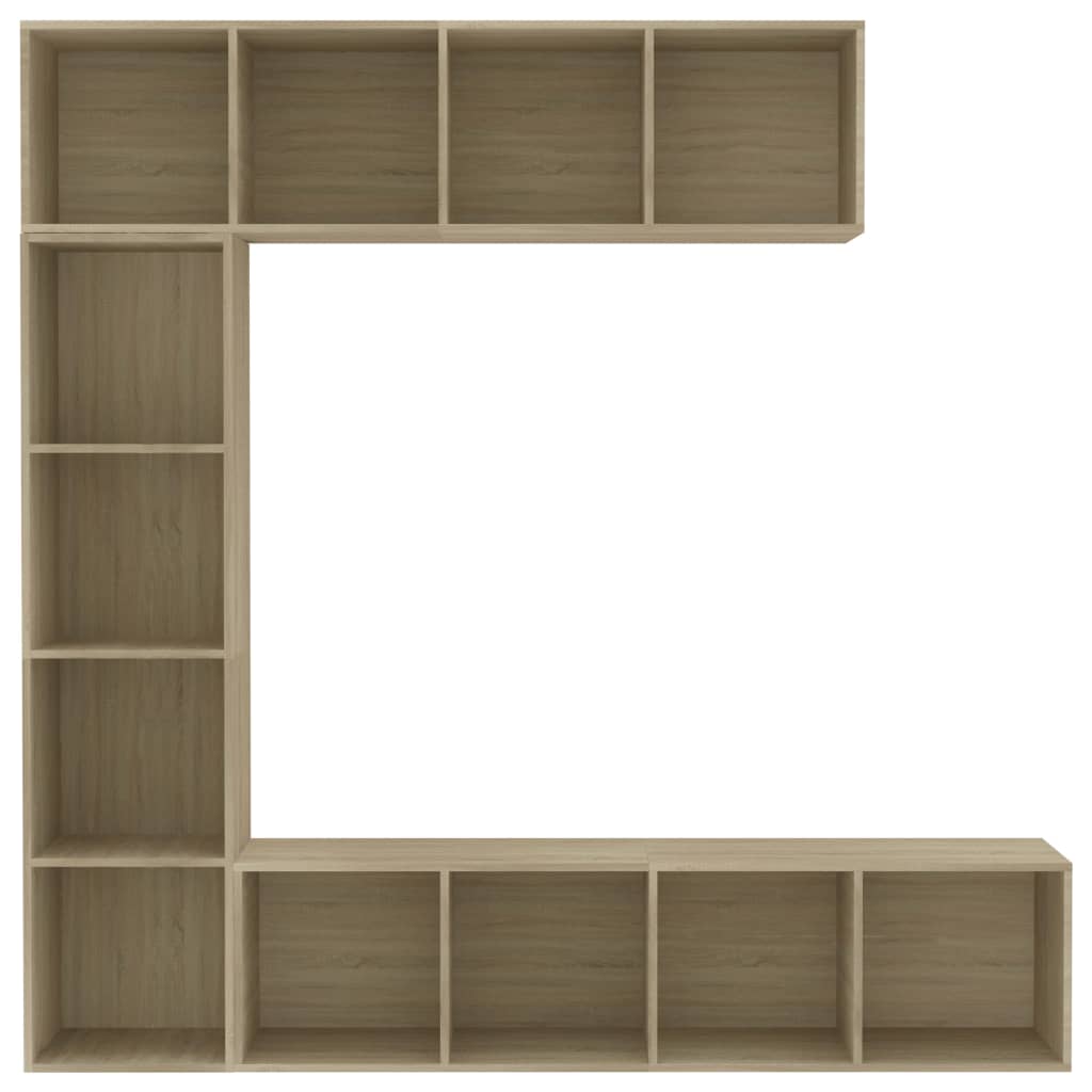3 Piece Book/TV Cabinet Set Sonoma Oak 180x30x180 cm - Bookcases & Standing Shelves