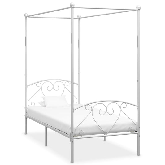 Canopy Bed Frame White Metal 120x200 cm - Beds & Bed Frames