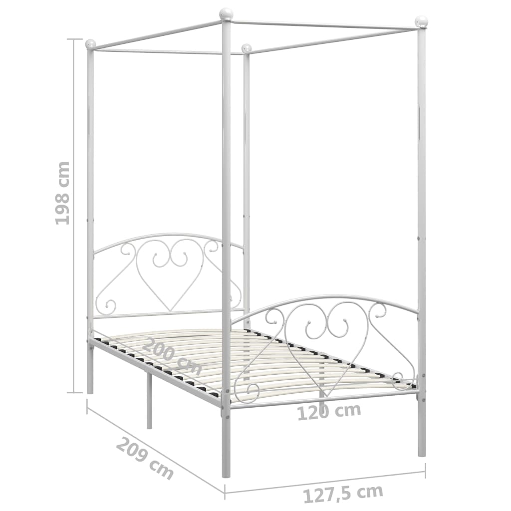 Canopy Bed Frame White Metal 120x200 cm - Beds & Bed Frames