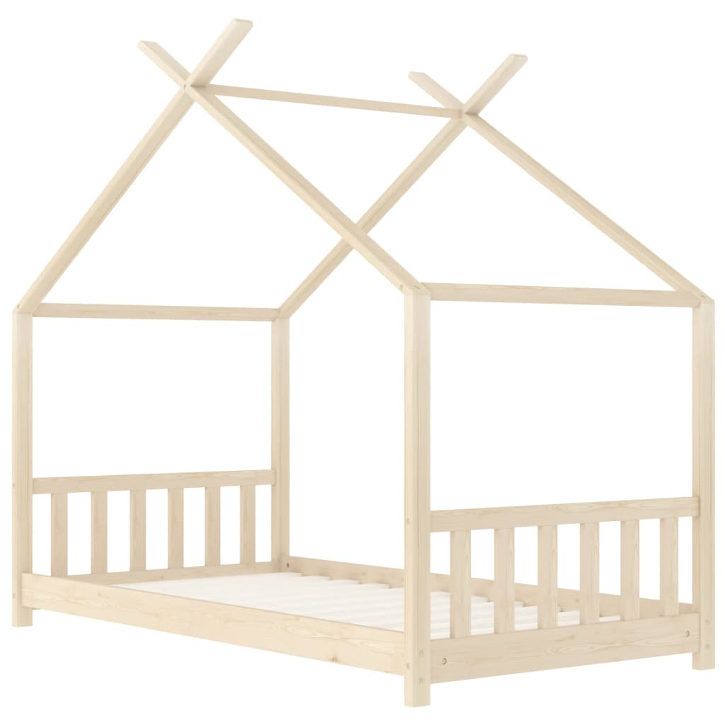 Kids Bed Frame Solid Pine Wood 70x140 cm - Cots & Toddler Beds