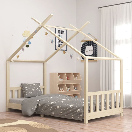 Kids Bed Frame Solid Pine Wood 90x200 cm - Cots & Toddler Beds