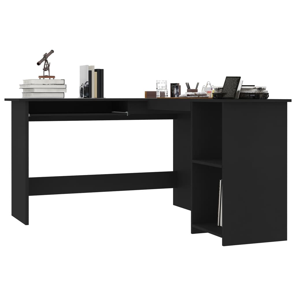 L-Shaped Corner Desk Black 120x140x75 cm Engineered Wood - Desks