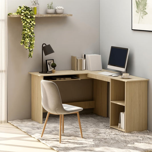 L-Shaped Corner Desk Sonoma Oak 120x140x75 cm Engineered Wood - Desks