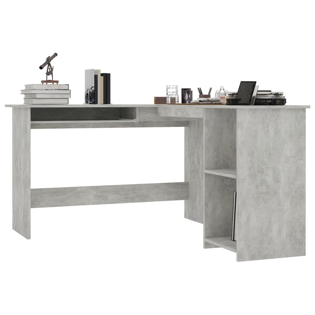 L-Shaped Corner Desk Concrete Grey 120x140x75 cm Engineered Wood - Desks