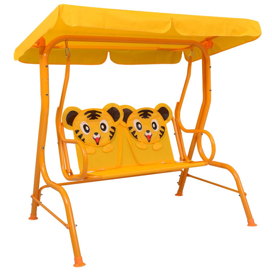 Kids Swing Bench Yellow 115x75x110 cm Fabric - Porch Swings