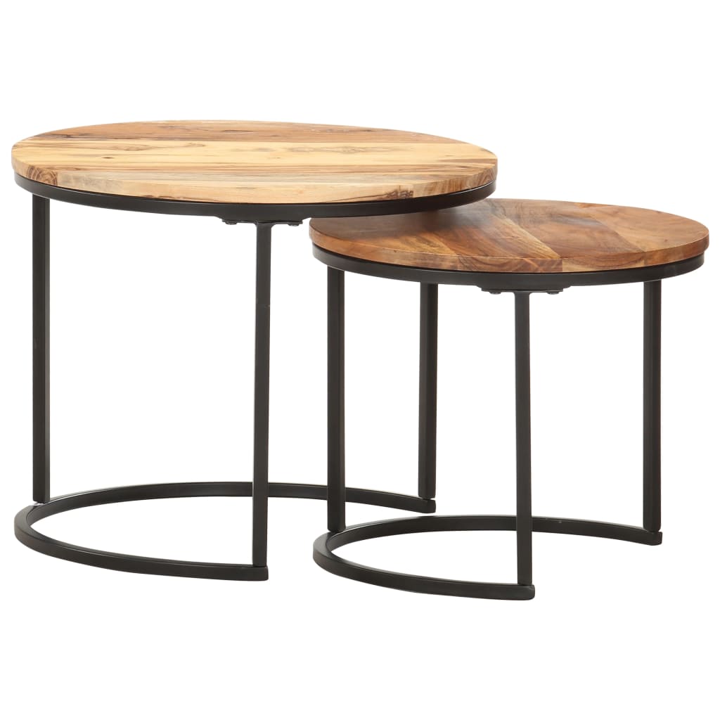 Nesting Tables 2 pcs Solid Acacia Wood - Coffee Tables