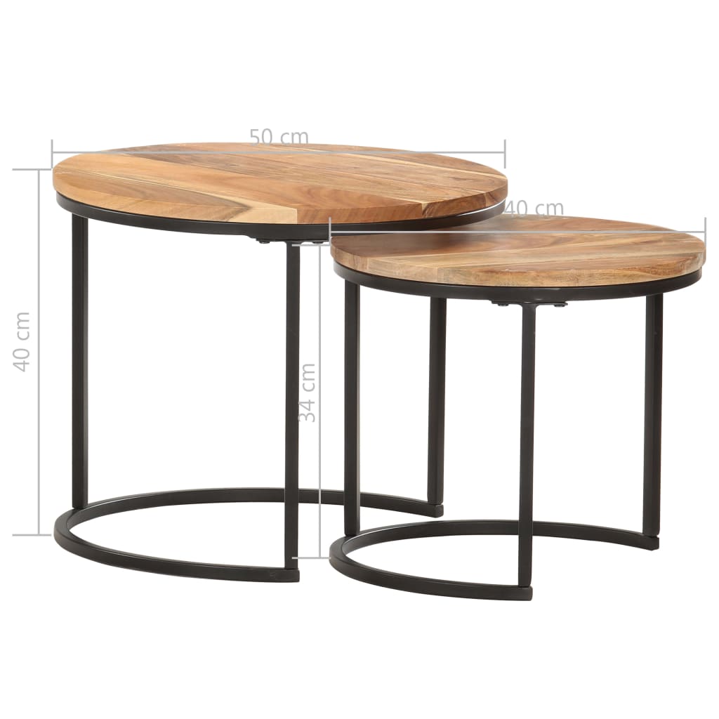 Nesting Tables 2 pcs Solid Acacia Wood - Coffee Tables