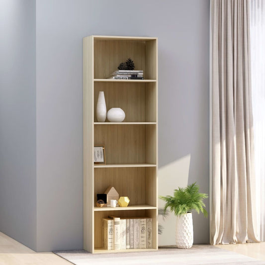 5-Tier Book Cabinet Sonoma Oak 60x30x189 cm Engineered Wood - Bookcases & Standing Shelves