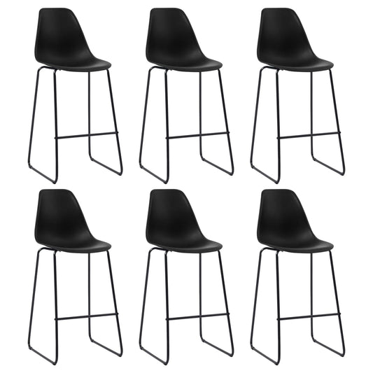 Bar Chairs 6 pcs Black Plastic - Table & Bar Stools