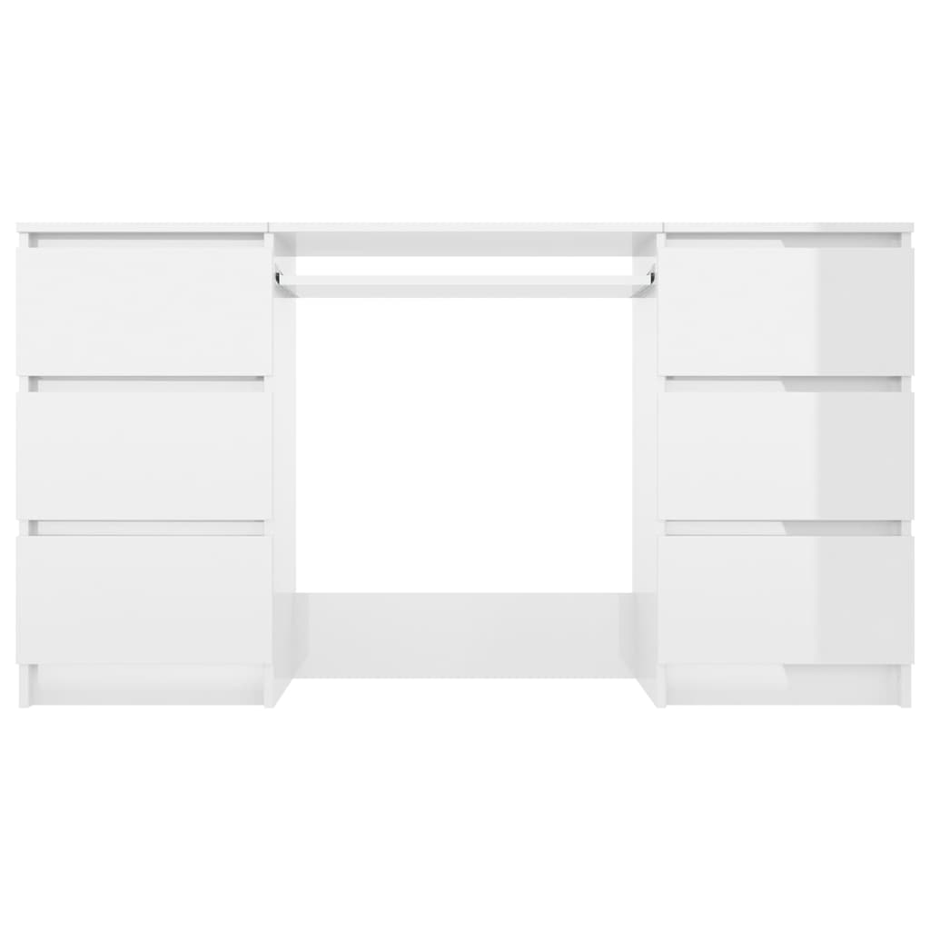 Writing Desk High Gloss White 140x50x77 cm Engineered Wood - Desks