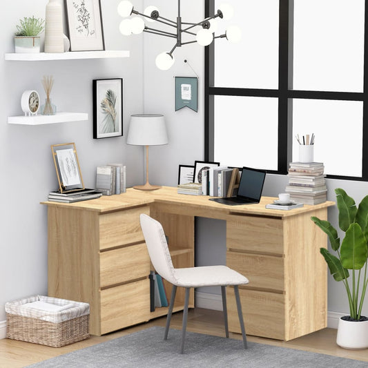 Corner Desk Sonoma Oak 145x100x76 cm Engineered Wood - Desks