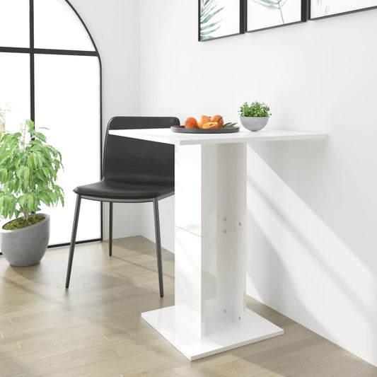 Bistro Table High Gloss White 60x60x75 cm Engineered Wood - Kitchen & Dining Room Tables