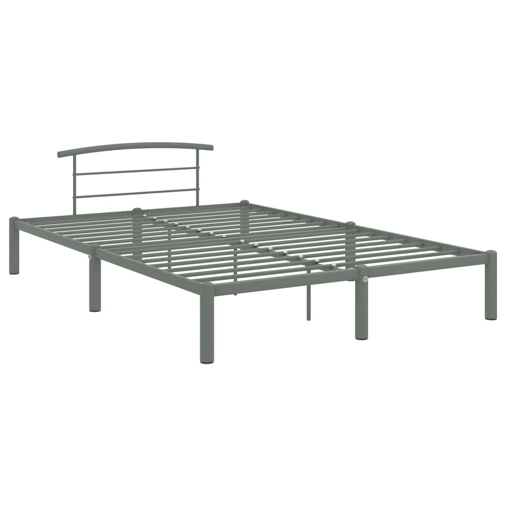 Bed Frame Grey Metal 160x200 cm - Beds & Bed Frames
