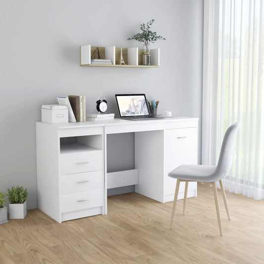Desk White 140x50x76 cm Engineered Wood - Desks
