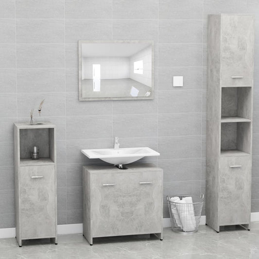Bathroom Furniture Set Concrete Grey Engineered Wood - Bathroom Furniture Sets