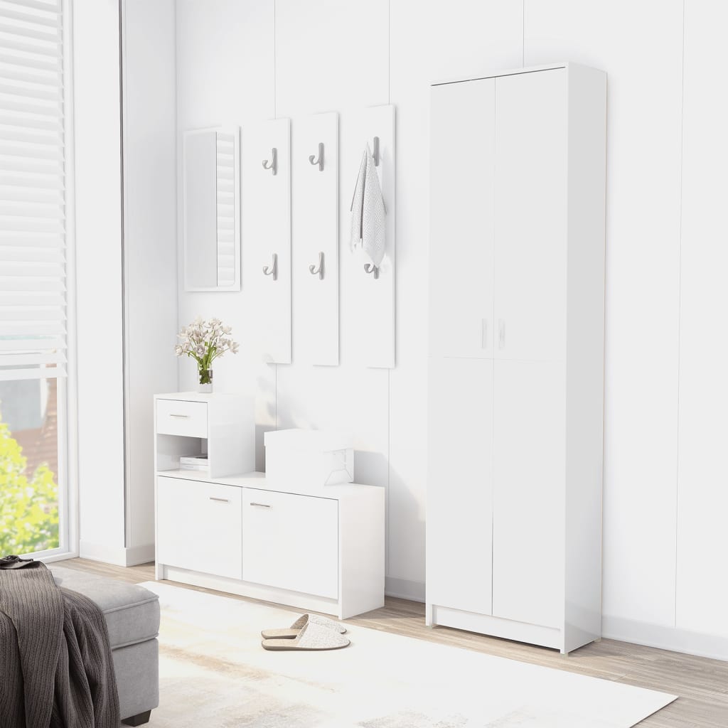Hallway Wardrobe High Gloss White 55x25x189 cm Engineered Wood - Cupboards & Wardrobes