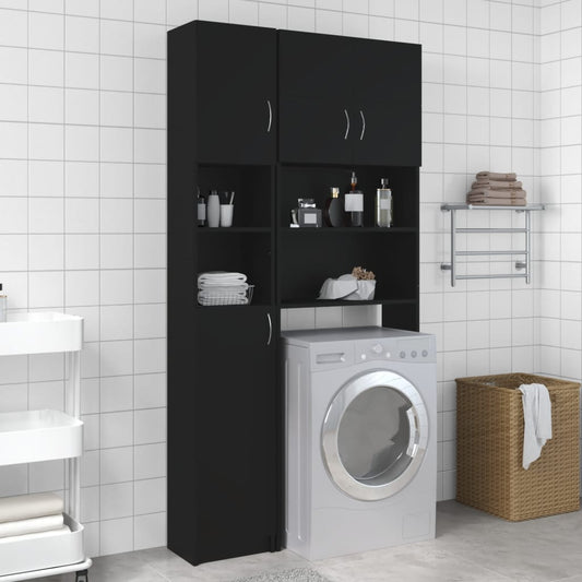Bathroom Cabinet Black 32x25.5x190 cm Engineered Wood - Bathroom Furniture Sets