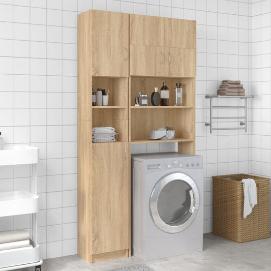 Bathroom Cabinet Sonoma Oak 32x25.5x190 cm Engineered Wood - Bathroom Furniture Sets