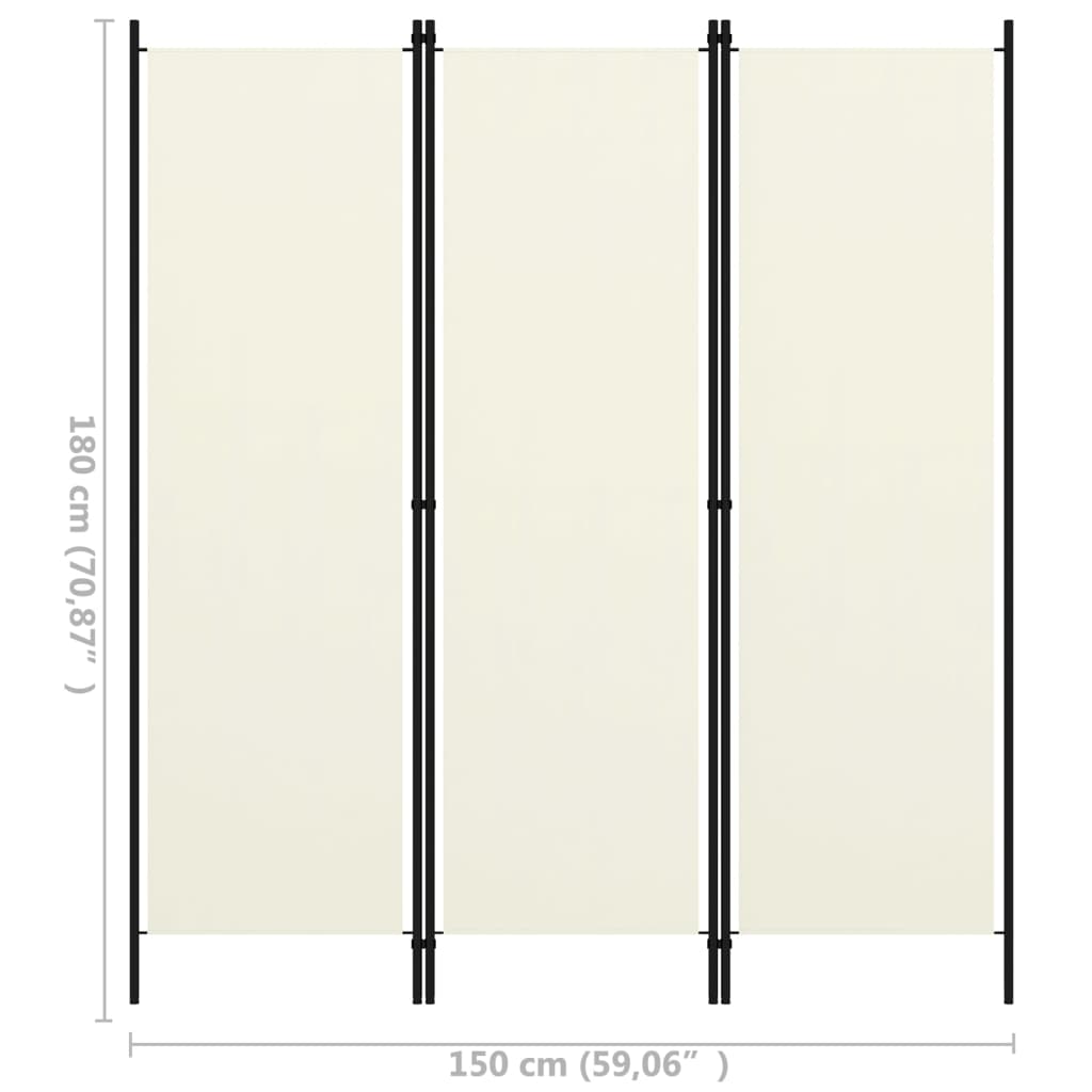 3-Panel Room Divider White 150x180 cm - Room Dividers