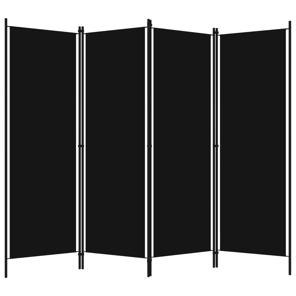 4-Panel Room Divider Black 200x180 cm - Room Dividers