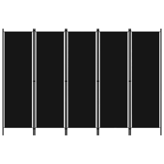 5-Panel Room Divider Black 250x180 cm - Room Dividers