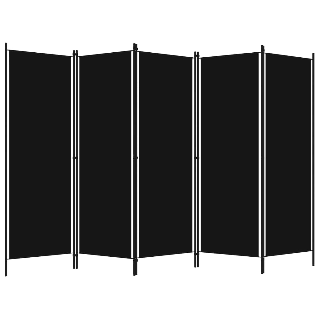 5-Panel Room Divider Black 250x180 cm - Room Dividers