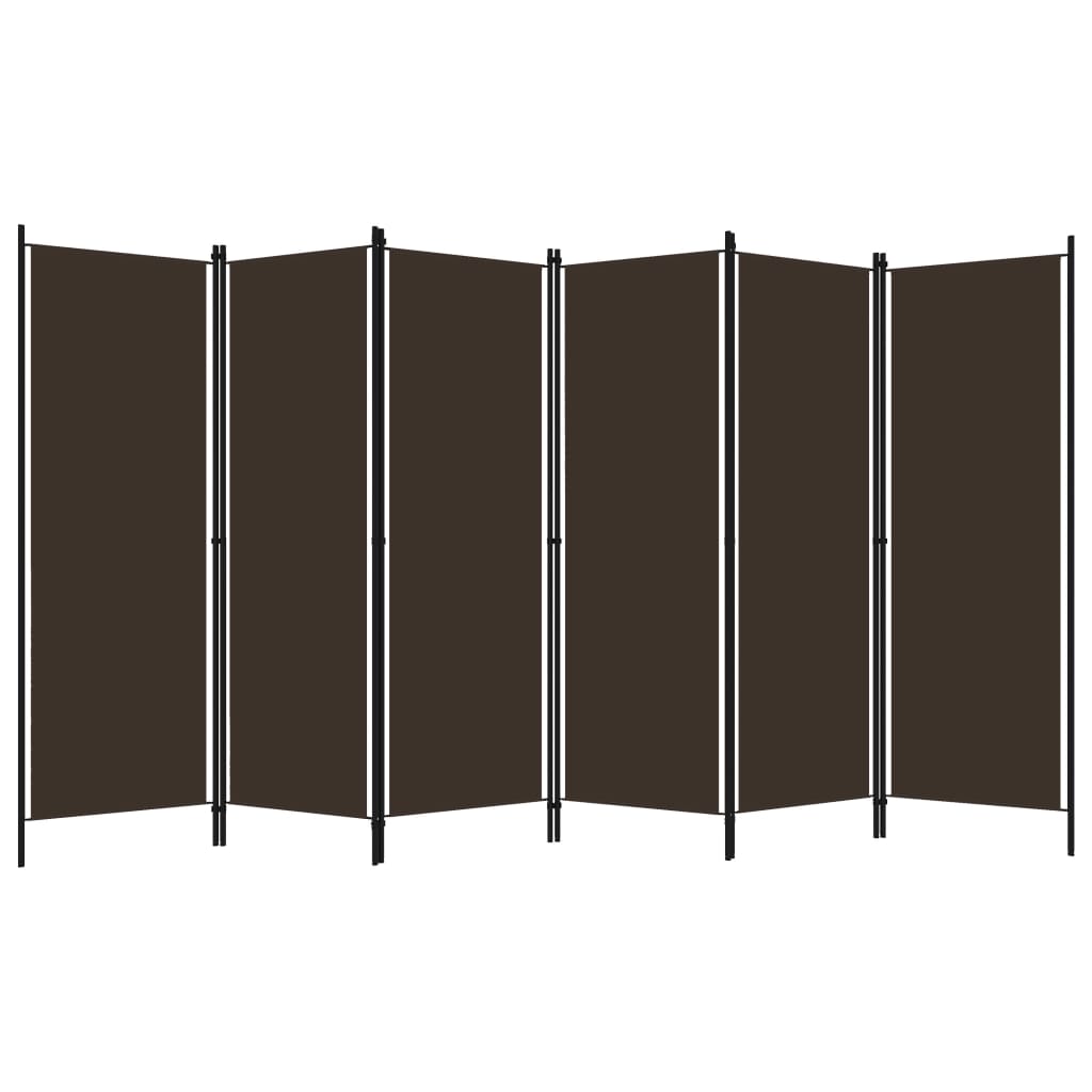 6-Panel Room Divider Brown 300x180 cm - Room Dividers